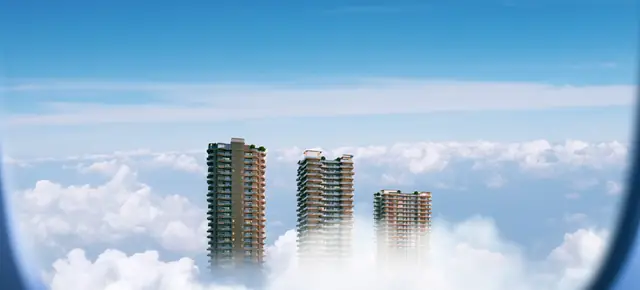 Ganga Anantam — the towers rising above the clouds