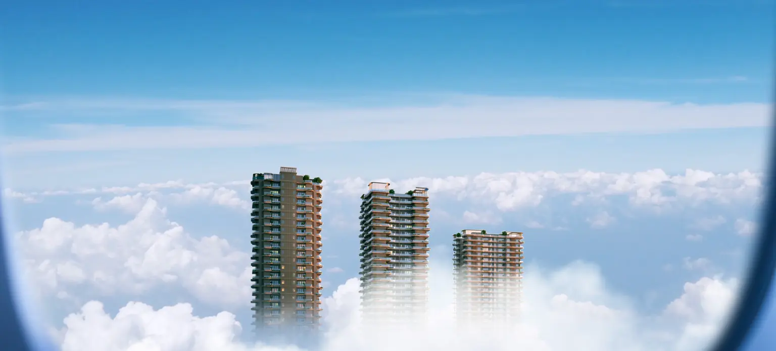 Ganga Anantam — the towers rising above the clouds
