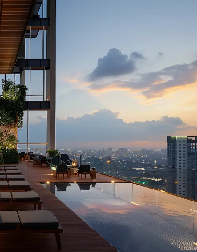 Ganga Anantam — Cloud 60 infinity pool with a view over the city
