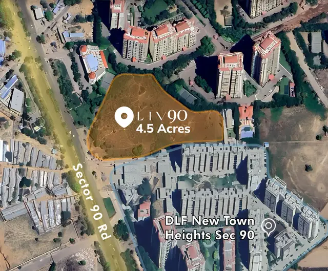 Ganga Nine Zero — 4.5-acre site on the Sector 90 road (satellite view)
