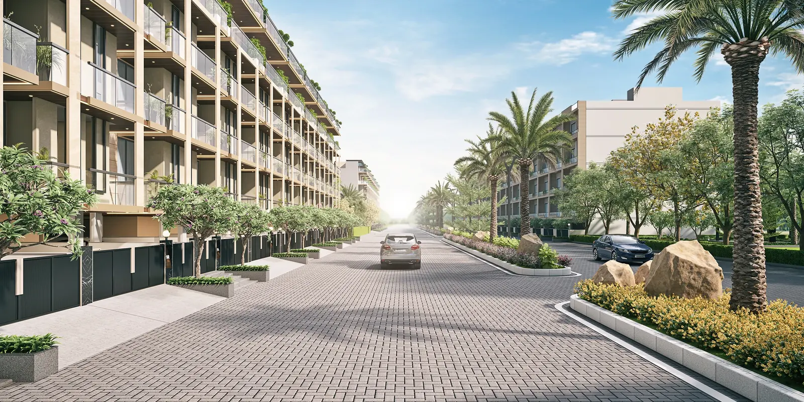 Ganga Valley — tree-lined internal street